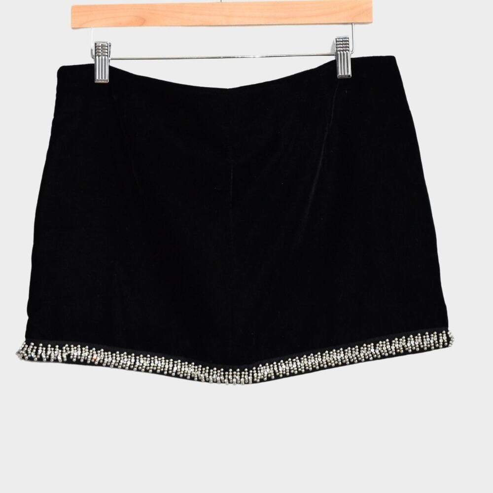 ZARA Rhinestone Velvet Mini Skirt Size M